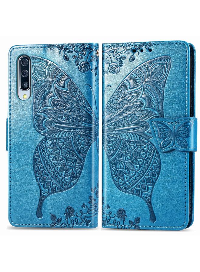 S-TOP Case For Galaxy A30S Butterfly Love Flower Embossed Horizontal Flip Leather Case with Bracket / Card Slot / Wallet / Lanyard - Image 1