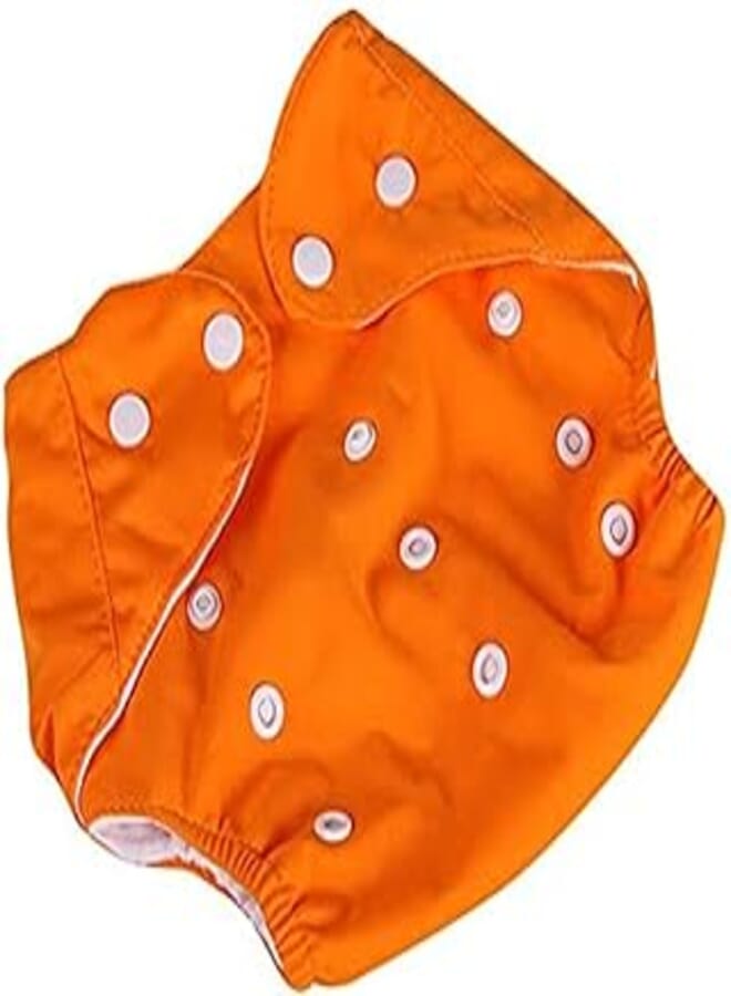 حفاضات قماشية قابلة لإعادة الاستخدام للغسيل والتدريب - مقاس قابل للتعديل - مع أربعة حفاضات قطنية - (0-2+H) (3-12 رطلاً) (برتقالي)
