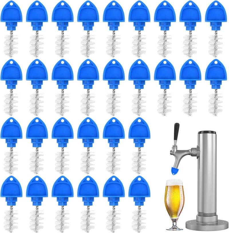 WXJ13 30 Pack Beer Plugs Tap Brush Beer Faucet Tap Brush Caps Cover Cleaning Brush for Draft Beer Faucet Cap, Blue - Image 1