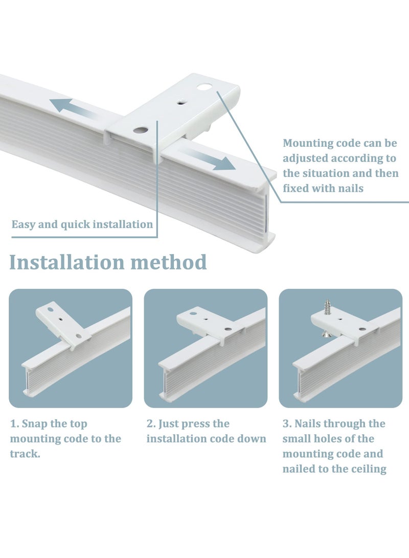 Ceiling Track Mounting Bracket, Curtain Track Bracket Slide Rail Accessories, DIY Mount for Straight or Curved Curtain Track, Side Mount or Ceiling Mount 38 Pcs - Image 3