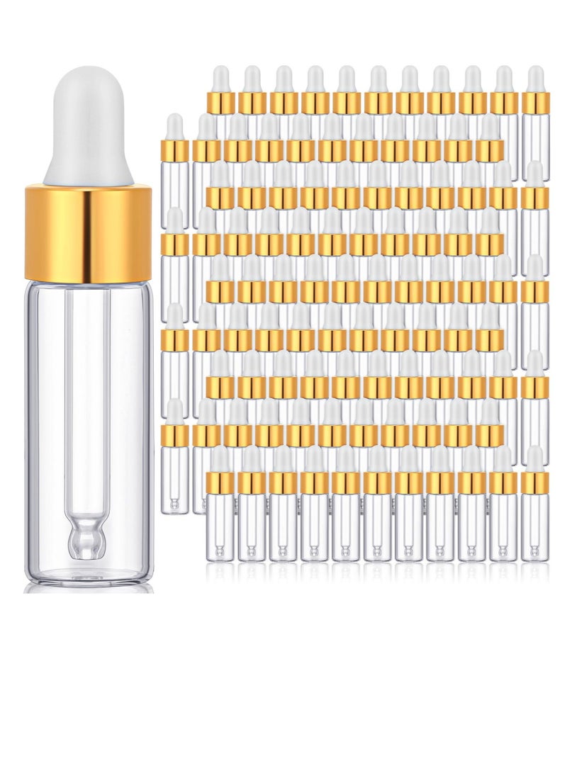 Excefore Glass Dropping Bottles, 50 Pcs Mini Essential Oil Dropper Bottles, with Black Cap Tiny Storage Jar, with Dropper for Perfumes Cosmetic Liquid Aromatherapy Lab (Clear, 5 ml) - Image 1