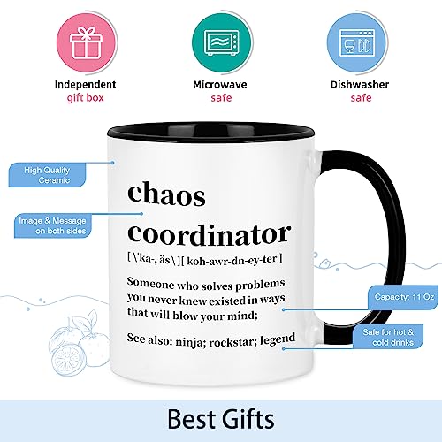 Cabtnca Chaos Coordinator Mug, Gifts, Office Gifts for Coworkers, Boss Coffee Mugs Women, Teacher/Coworker/Boss 11Oz Black Handle - Image 5