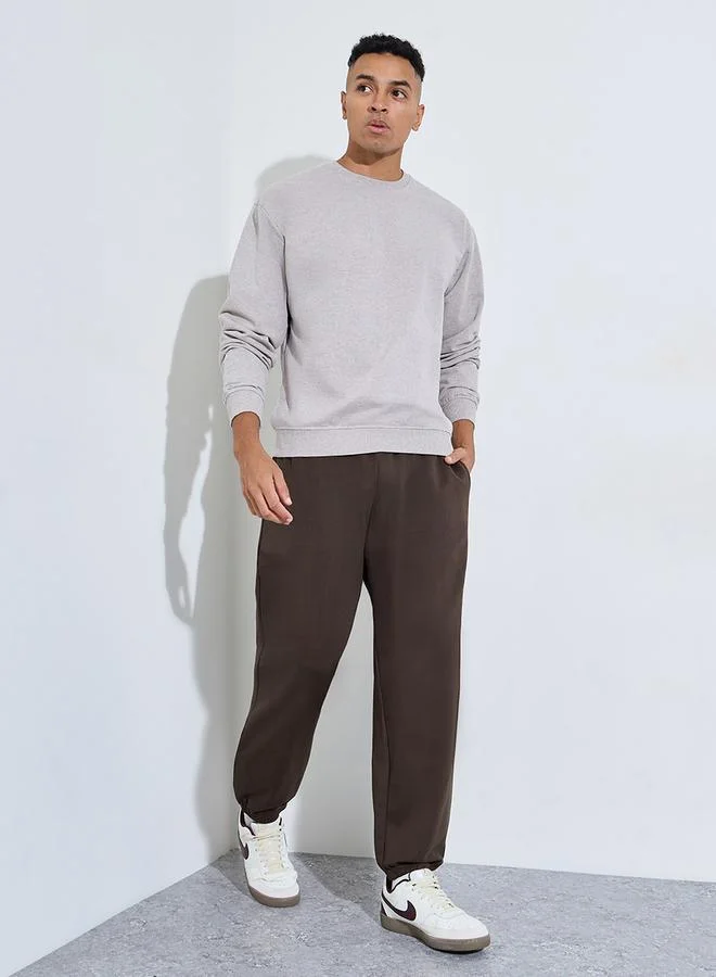 ستايلي Brown Solid Elasticated Hem Relaxed Fit Joggers