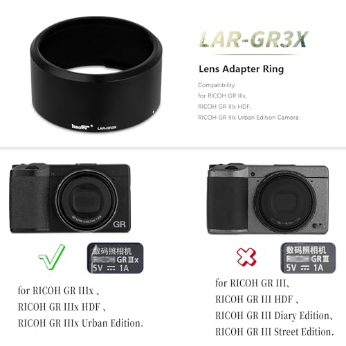 Haoge LAR-GR3X Lens 49mm UV Filter Adapter Ring for RICOH GR3X/GRIIIX HDF Digital Compact Camera for GT-2 GW4 Wide Conversion Lens Replaces GA-2 - Image 4