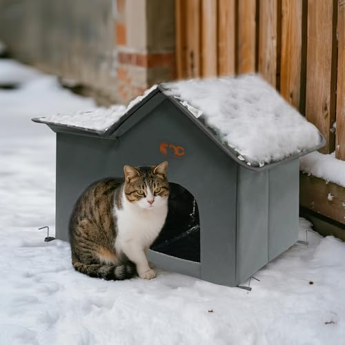 GeerDuo Feral Cat House Outdoor Waterproof Insulated Cat Shelter with 4 Ground Spikes NoTool Assembly All Season Cat Bed for Stray Cats Indoor Outdoor Use Rest ShelterCamo - Image 3