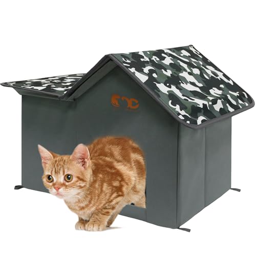 GeerDuo Feral Cat House Outdoor Waterproof Insulated Cat Shelter with 4 Ground Spikes NoTool Assembly All Season Cat Bed for Stray Cats Indoor Outdoor Use Rest ShelterCamo - Image 1