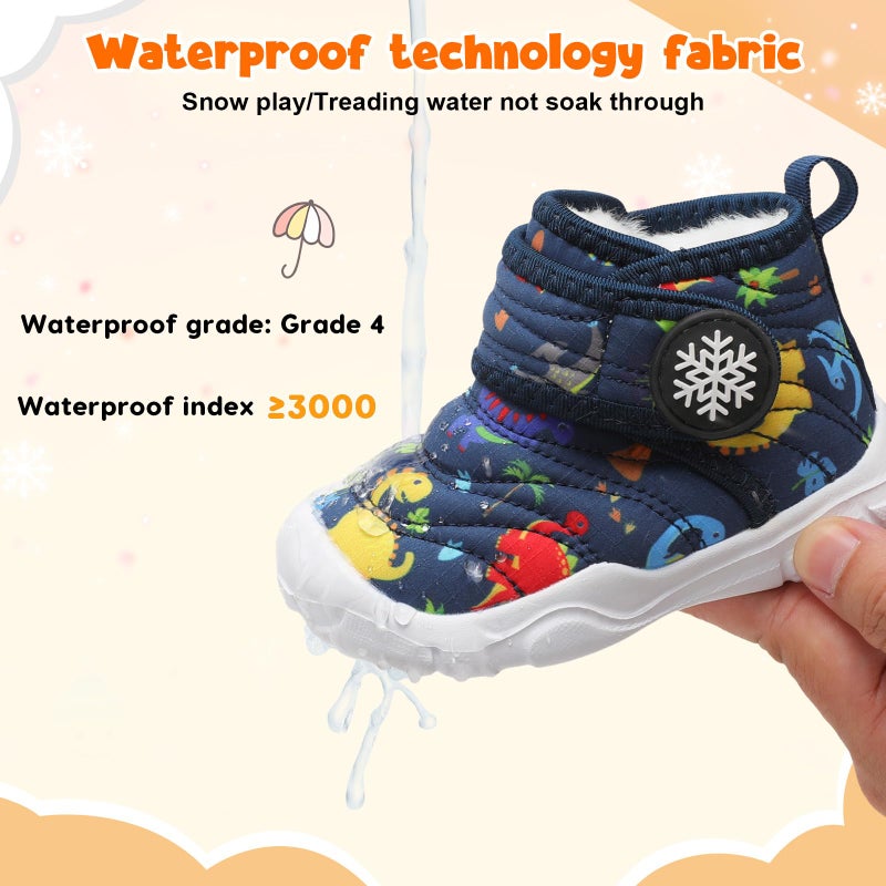 FEETCITY Water Resistance Baby Winter Boots Boys Girs Warm Fleece Cozy Booties Non-Slip Sole Infant Snows Shoes - Image 4