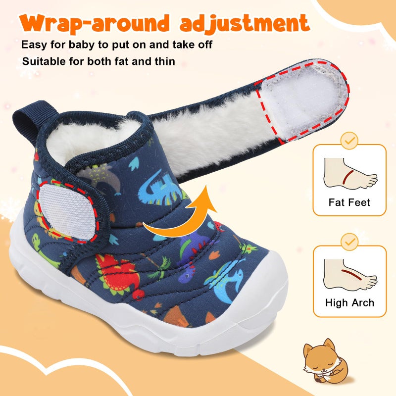 FEETCITY Water Resistance Baby Winter Boots Boys Girs Warm Fleece Cozy Booties Non-Slip Sole Infant Snows Shoes - Image 5