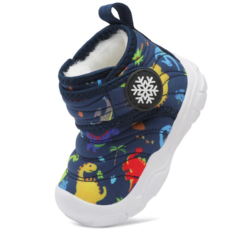 FEETCITY Water Resistance Baby Winter Boots Boys Girs Warm Fleece Cozy Booties Non-Slip Sole Infant Snows Shoes - Image 1