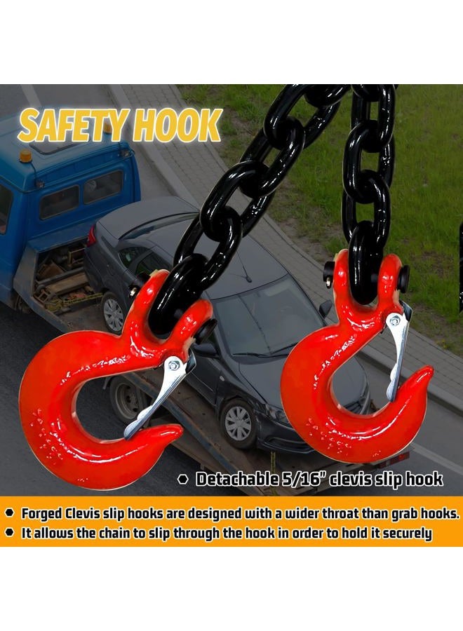SENKEYFE 5/16" Trailer Safety Chain-G80 Tow Chain with G70 Clevis Safety Hooks|35" Transport Chain Holder with Heavy Duty|4900 lbs Safety Working Load|Truck Towing Binding for Gooseneck(2 Pack-EP Black) - Image 3