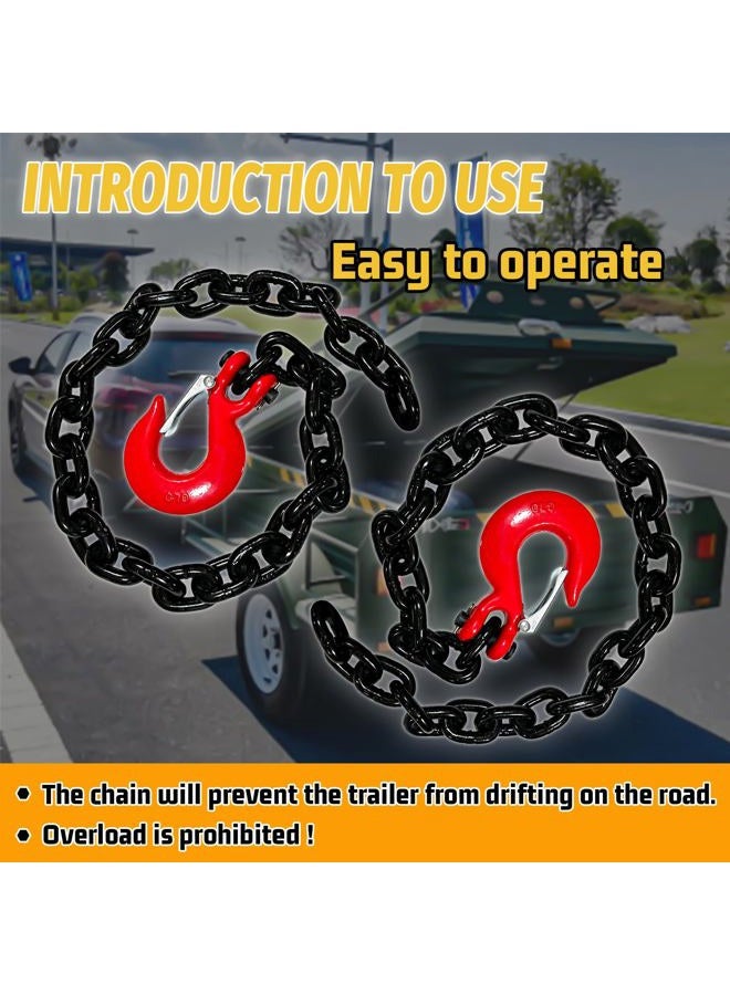 SENKEYFE 5/16" Trailer Safety Chain-G80 Tow Chain with G70 Clevis Safety Hooks|35" Transport Chain Holder with Heavy Duty|4900 lbs Safety Working Load|Truck Towing Binding for Gooseneck(2 Pack-EP Black) - Image 5