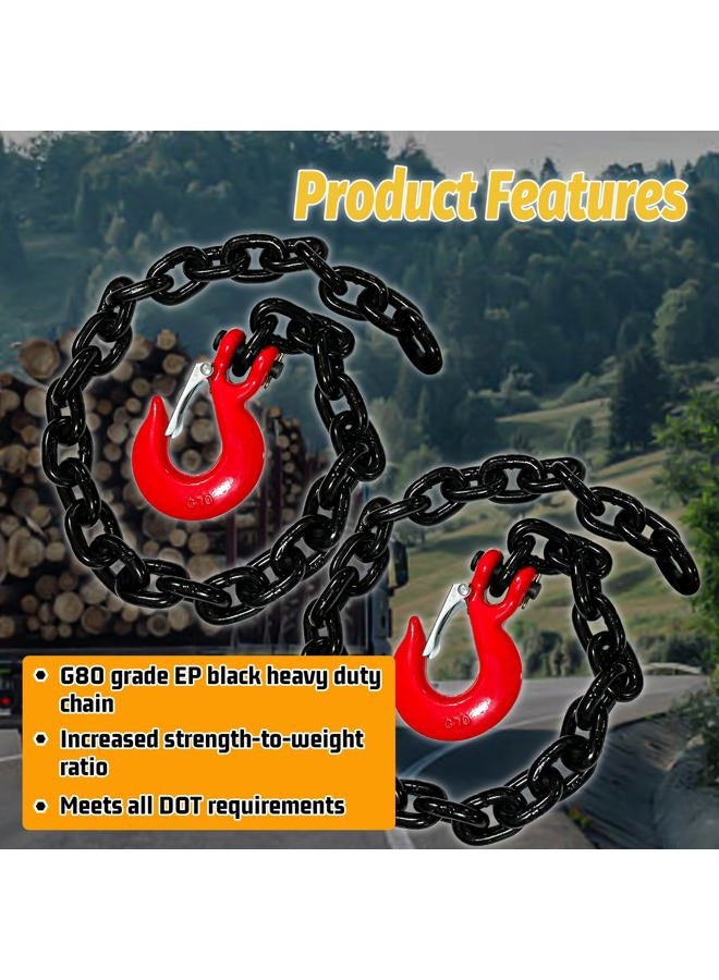 SENKEYFE 5/16" Trailer Safety Chain-G80 Tow Chain with G70 Clevis Safety Hooks|35" Transport Chain Holder with Heavy Duty|4900 lbs Safety Working Load|Truck Towing Binding for Gooseneck(2 Pack-EP Black) - Image 4