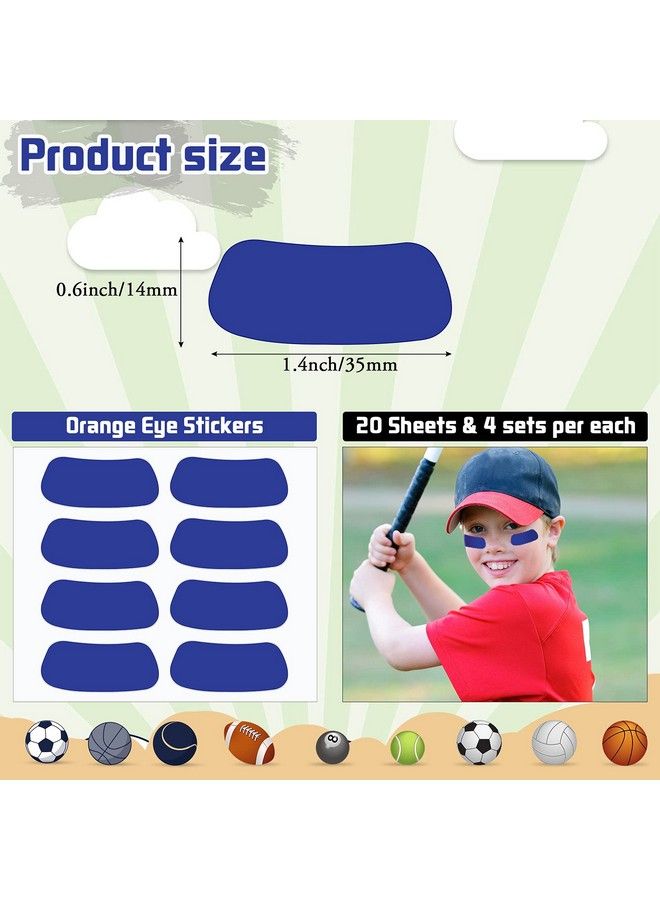 Leelosp 160 Pieces Sports Eye Black Stickers For Kids Football Eye Black Lettering Softball Baseball Face Stickers Fans Eye Strips With 2 Pencils For Party Game Sport Supplies (Blue)  - Image 3
