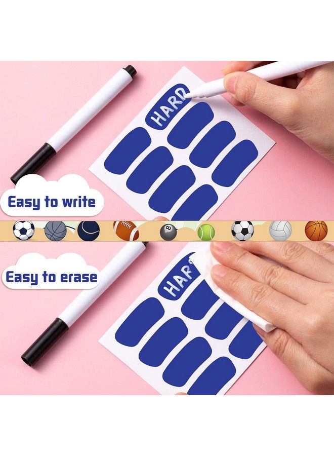 Leelosp 160 Pieces Sports Eye Black Stickers For Kids Football Eye Black Lettering Softball Baseball Face Stickers Fans Eye Strips With 2 Pencils For Party Game Sport Supplies (Blue)  - Image 4