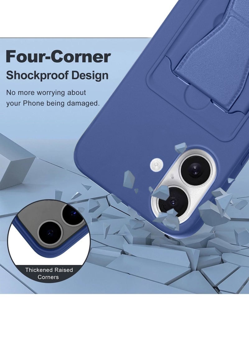 ELTRAZONE iPhone 17 5G 2025 Silicone TPU Case with Card Holder & Hand Grip | Slim Shockproof Wallet Cover with Kickstand Function & Secure Grip Strap (MCHPSN) - Navy Blue - Image 3