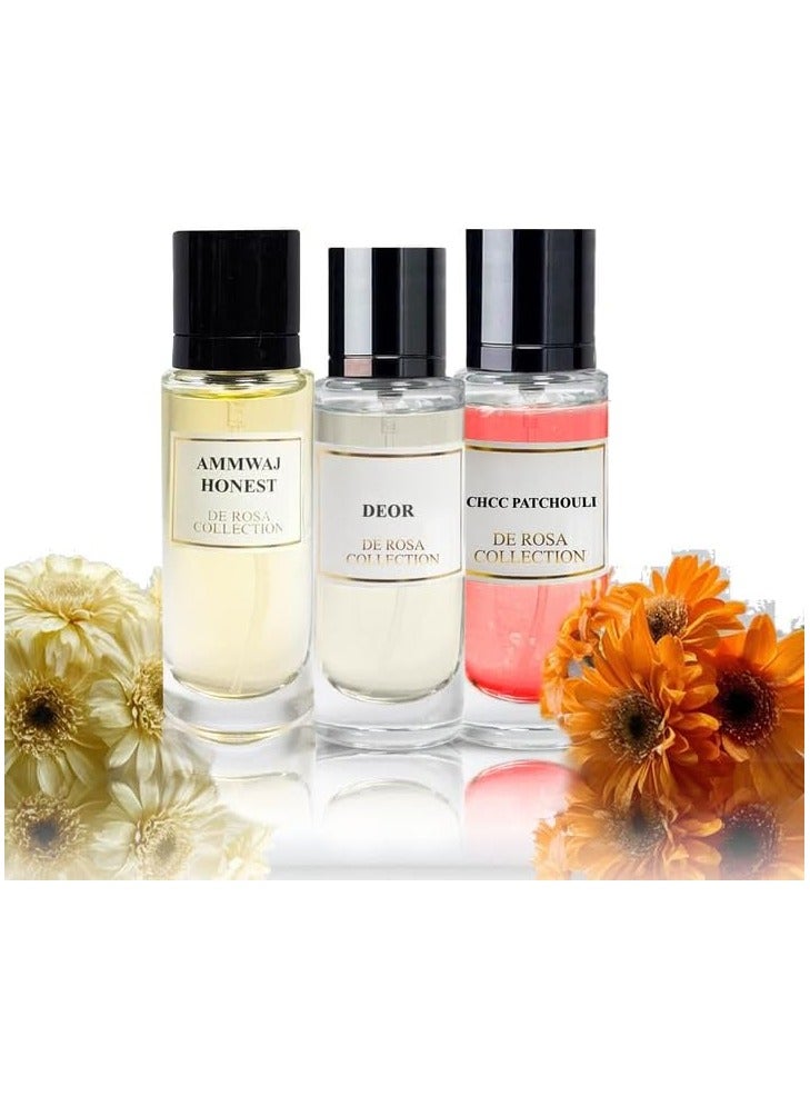ROSEMOUNT B Brag Pack of 3 Ammwaj Honest 30ml CHCC Patchouli 30ml Deor 30ml Best Perfumes for Men Long Lasting Women's and men's fragrances Perfume for Women