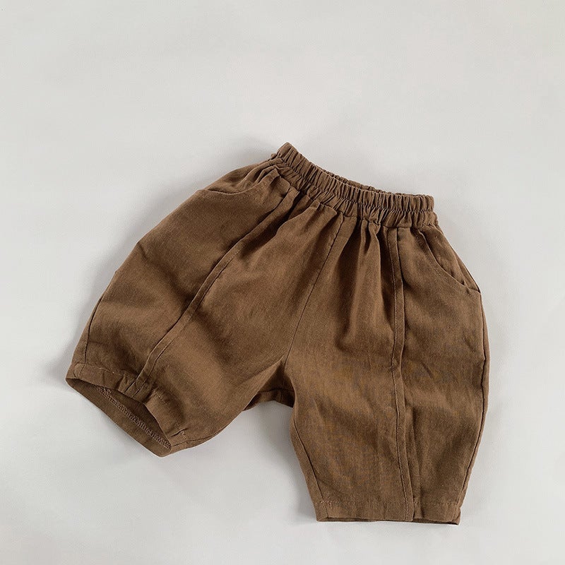 Boys' Cotton and Linen Shorts 2025 Summer Girls' Thin Breathable Shorts Korean Style Casual Pants for Children - Image 1