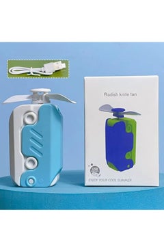 OUYoo 2 in1 Portable Mini Handheld Fan Fidget Toy, USB Rechargeable Cute Fans And Fidget Toy, Cool Radish Knife Small Fan for Outdoor Office  - Image 4