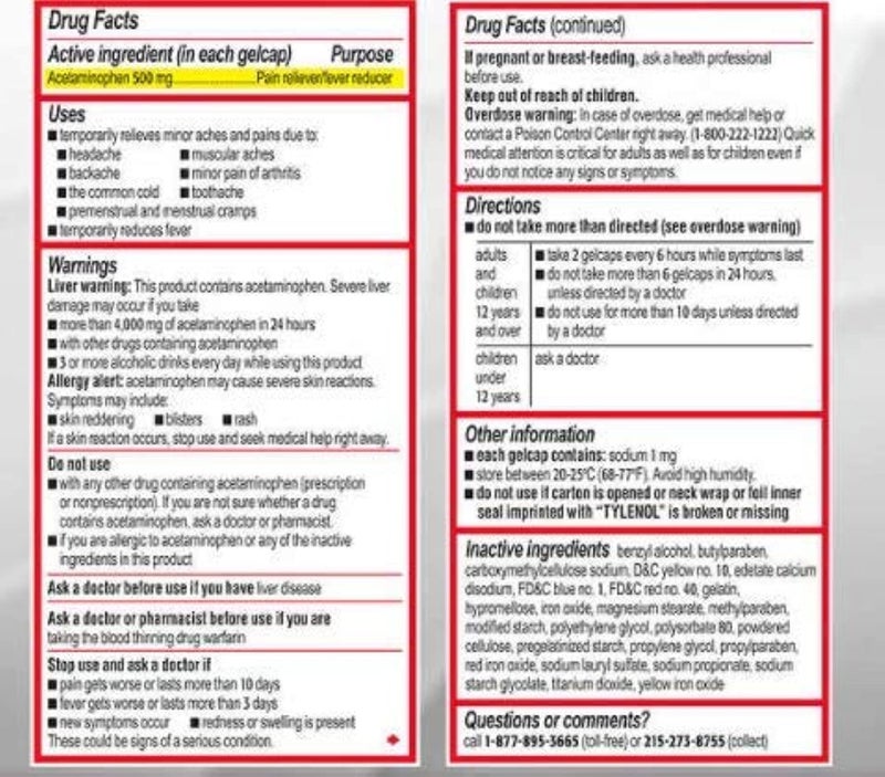 Tylenol Extra Strength Rapid Release Gels 500 mg (290 Count) - Image 2
