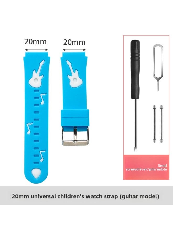 Suitable For Lenovo Jinli Skyworth Philips Haole Tianyu Haier Brothers Little Overlord Children's Phone Watch Band-Color:20mm-Guitar Blue-Specifications:20MM  - Image 1