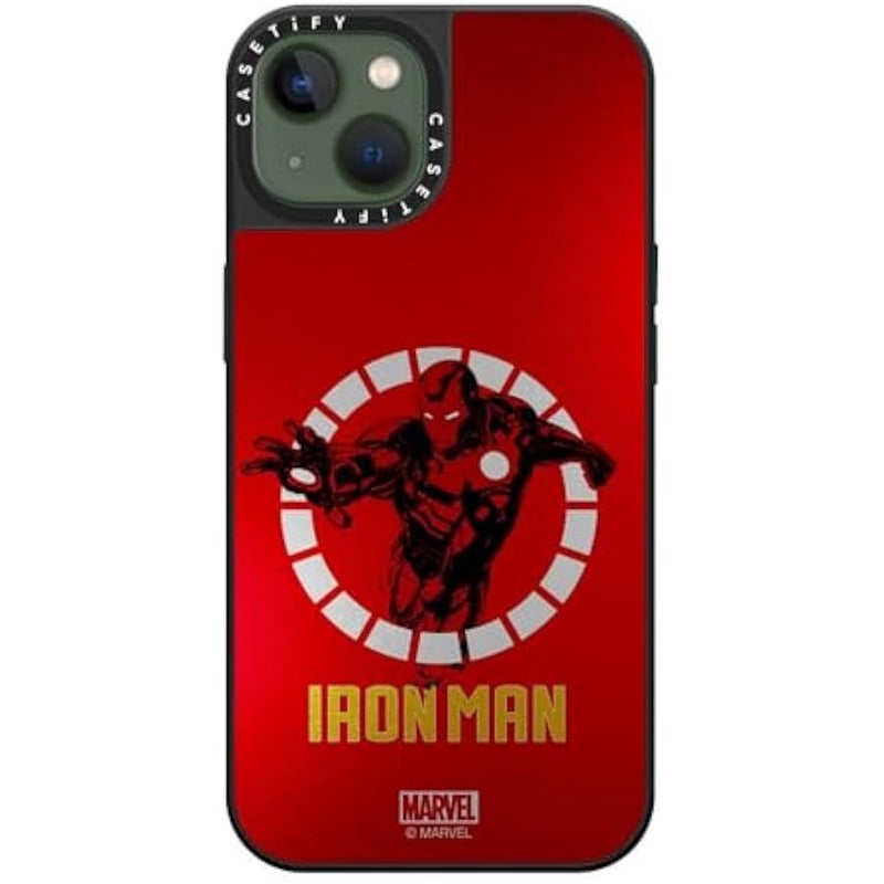 Casetify Mirror iPhone 13 Case 【Iron Man Co-Lab/Reflective / 4.9ft Drop Protection/Compatible with Magsafe】 - Iron Man Armor Up - Red - Silver on Black - Image 2