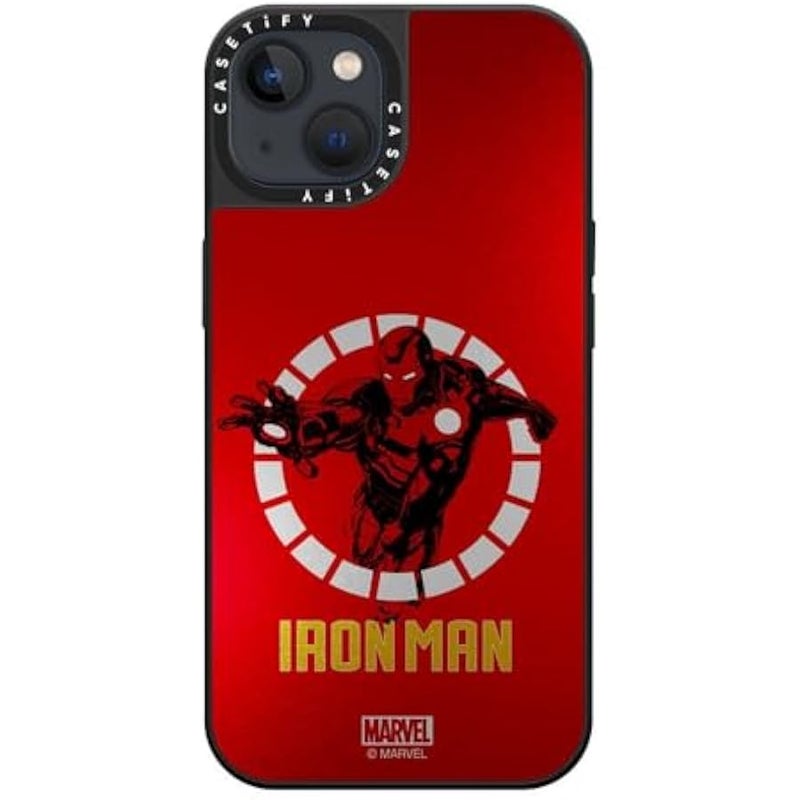 Casetify Mirror iPhone 13 Case 【Iron Man Co-Lab/Reflective / 4.9ft Drop Protection/Compatible with Magsafe】 - Iron Man Armor Up - Red - Silver on Black - Image 3