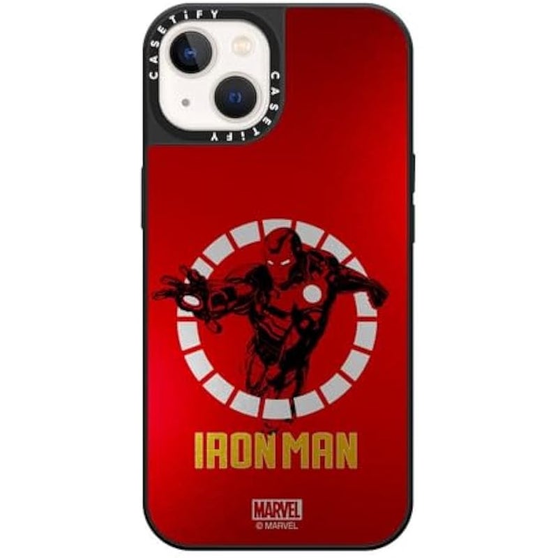Casetify Mirror iPhone 13 Case 【Iron Man Co-Lab/Reflective / 4.9ft Drop Protection/Compatible with Magsafe】 - Iron Man Armor Up - Red - Silver on Black - Image 1