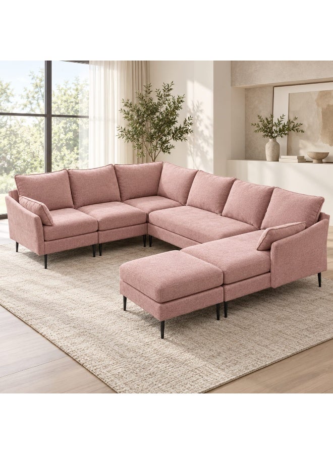 Brand New Modern U Shaped Sofa with Wide Family Seating, Soft Comfortable Fabric and Elegant Luxury Living Room Furniture Design