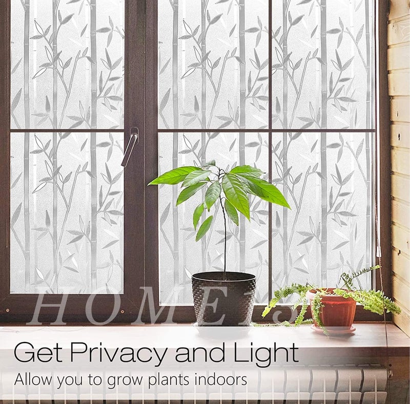 HOME13 Bamboo Glass Frosted Window Film Anti UV Privacy Self Adhesive Window Sticker for Home & Office (24"x118" Inch, Bamboo) - Image 3