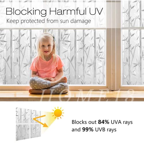HOME13 Bamboo Glass Frosted Window Film Anti UV Privacy Self Adhesive Window Sticker for Home & Office (24"x118" Inch, Bamboo) - Image 4