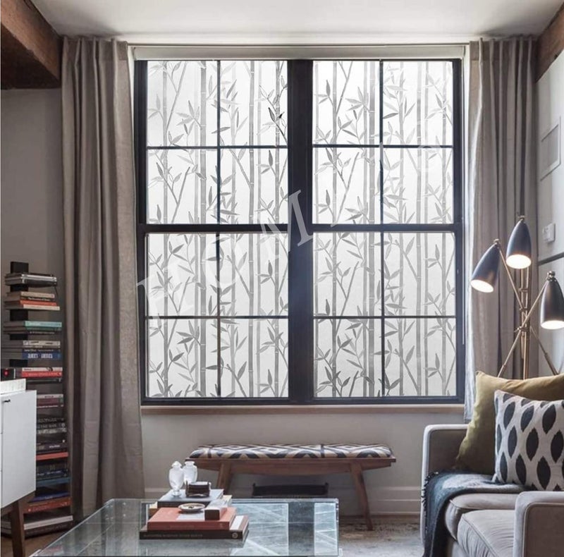 HOME13 Bamboo Glass Frosted Window Film Anti UV Privacy Self Adhesive Window Sticker for Home & Office (24"x118" Inch, Bamboo) - Image 2