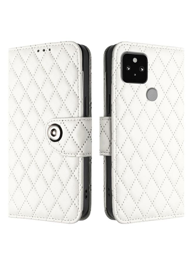 Zaboon Case For Google Pixel 5 Rhombic Texture Flip Leather Phone Case with Lanyard - Image 2