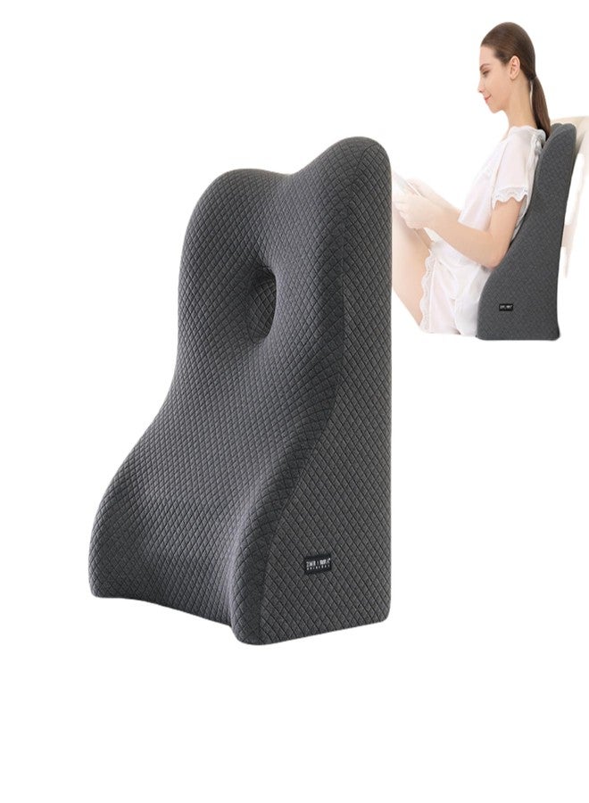 Lumbar Support Pillow - Couples Pillow,Memory Foam Cushion Hip and Legs Elevation for Office Chairs, Beds, Couples Support and Back Pressure,Ideal for Home Use (Grey) - Image 1