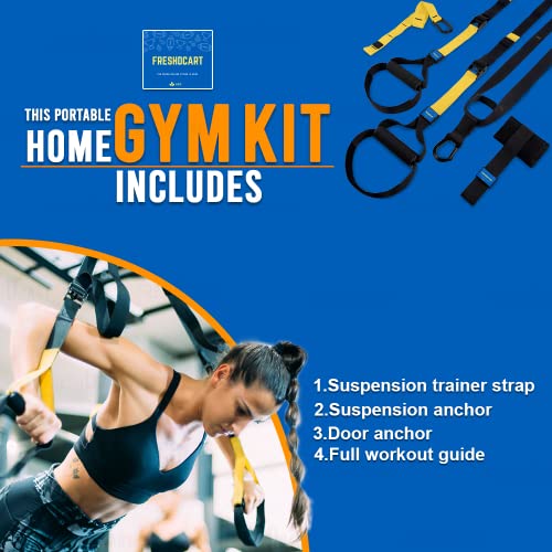 FreshDcart Unisex Suspension Body Trainer Exercise Kit Band - Portable Home Gym Workout Set with Door Anchor and Wall Mount (Multi-Colour) - Image 3