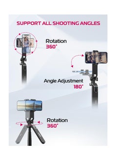 SYOSI SYOSI, MA09 Scalable Phone Tripod, 71" Bluetooth Selfie Stick, Universal Mobile Phone Live Broadcast Floor Stand with All in 1 Phone Clip, Aluminum Alloy Handheld Stabilizer Fit for iphone  - Image 3