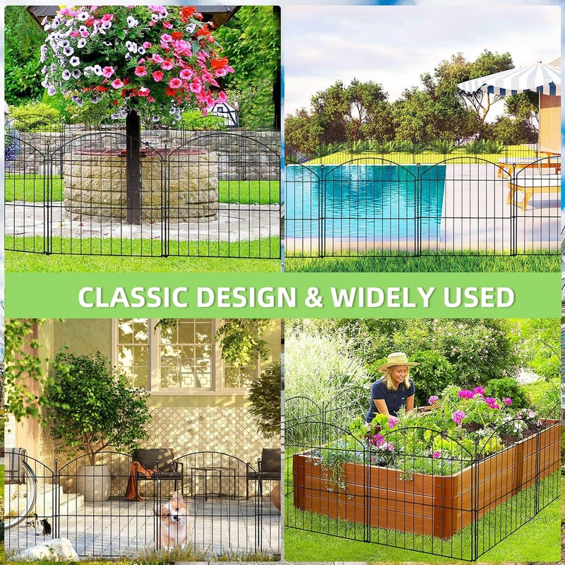 Thrivinest سياج حديقة زخرفي 24 بوصة (ارتفاع) × 20 قدم (طول)، عبوة 10 قطع، سياج بدون حفر حاجز حيوانات للكلاب، حافة سرير زهور مقوسة، سياج لوحة حدود سلكية للفناء والحديقة والديكور الخارجي - Image 5