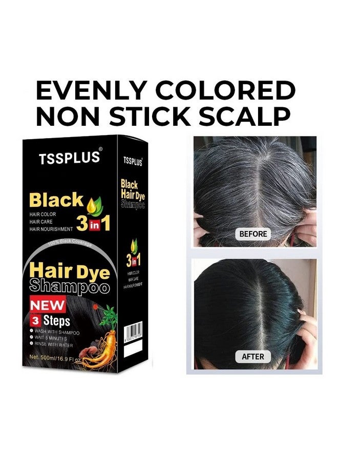TSSPLUS 500Ml Black Hair Shampoo Organic Natural Hair Dye Plant Essence Black Hair Color Dye Shampoo For Women Men Cover Gray White Hair Instant Hair Colouring Shampoo - Image 5