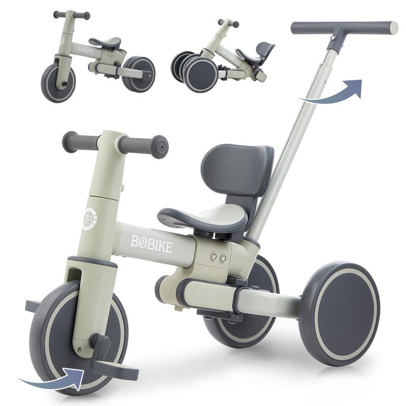 Bobike 5in1 Tricycle for Toddlers 18 Months to 5 Years Old Toddler Bike Kids Tricycle with Push Handle and Backrest Toddler Balance Bike with Easy Assembly for Boys and GirlsGreen - Image 2
