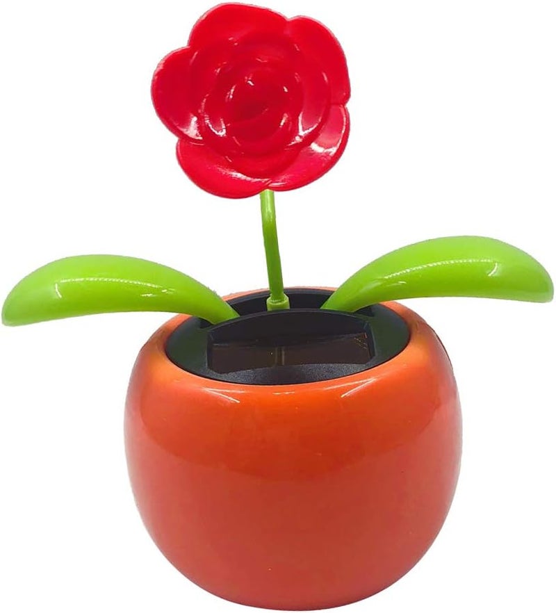 klarako Solar Powered Dancing Swinging Car Dashboard Decor kids children room Desktop Crafts Furnishing Articles, Rose, 10.5x6.5x11.3cm - Image 2