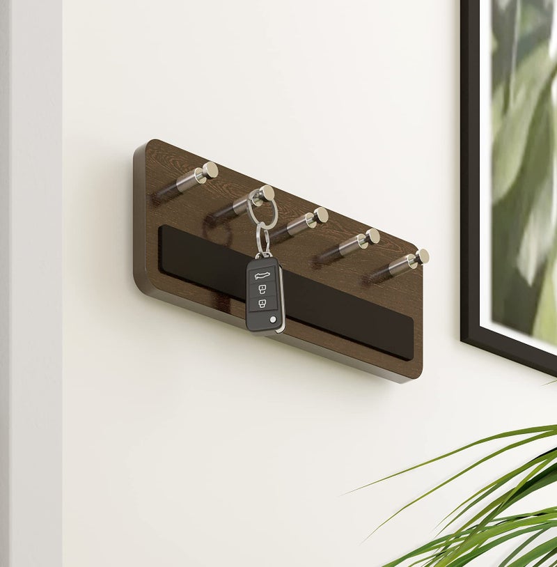 BLUEWUD Skywood Engineered Wood Wall Mounted Decor Key Holder Hanger with 5 Hooks for Living Room Home Furniture (Key Hooks- for 5 Keys) (Wenge) - Image 3