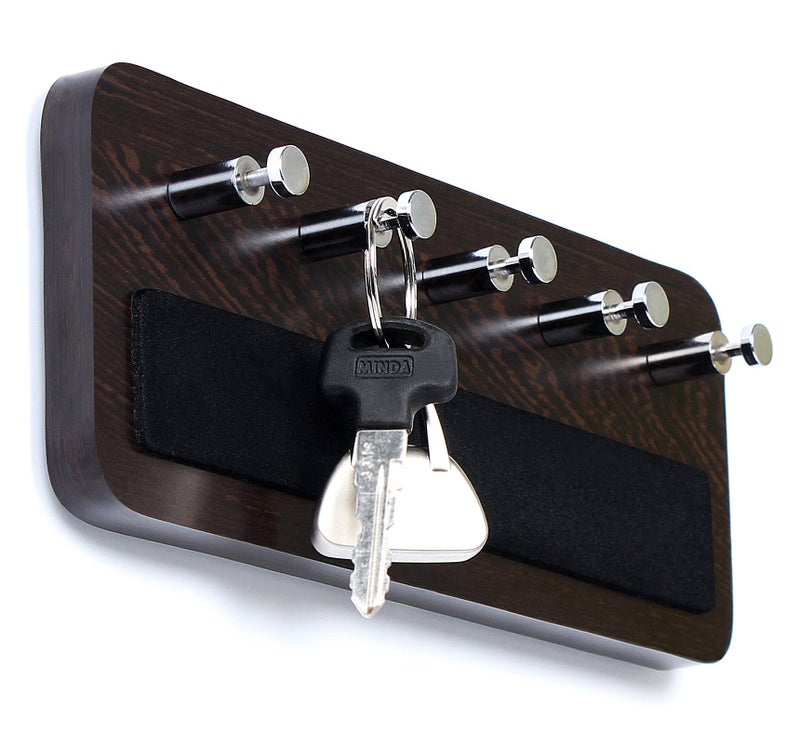 BLUEWUD Skywood Engineered Wood Wall Mounted Decor Key Holder Hanger with 5 Hooks for Living Room Home Furniture (Key Hooks- for 5 Keys) (Wenge) - Image 1