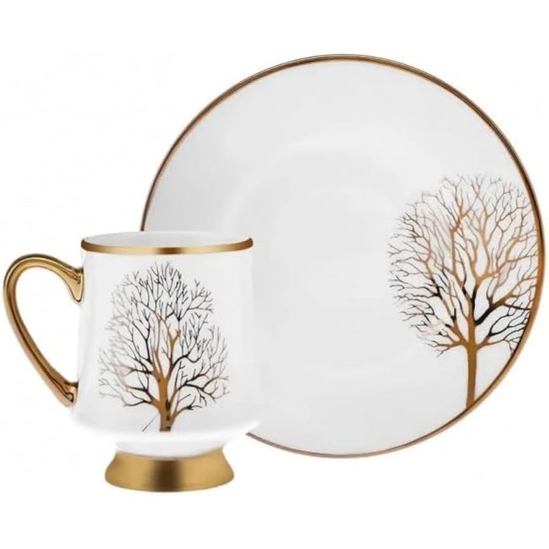 Karaca Afra Coffee Mug for 6 People, 90 ml, Elegant Coffee Service for Sociable Hours, Includes 6 Coffee Glasses with a Capacity of 90 ml Each and 6 Matching Plates - Image 2
