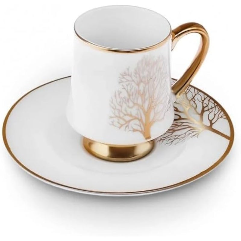 Karaca Afra Coffee Mug for 6 People, 90 ml, Elegant Coffee Service for Sociable Hours, Includes 6 Coffee Glasses with a Capacity of 90 ml Each and 6 Matching Plates - Image 3