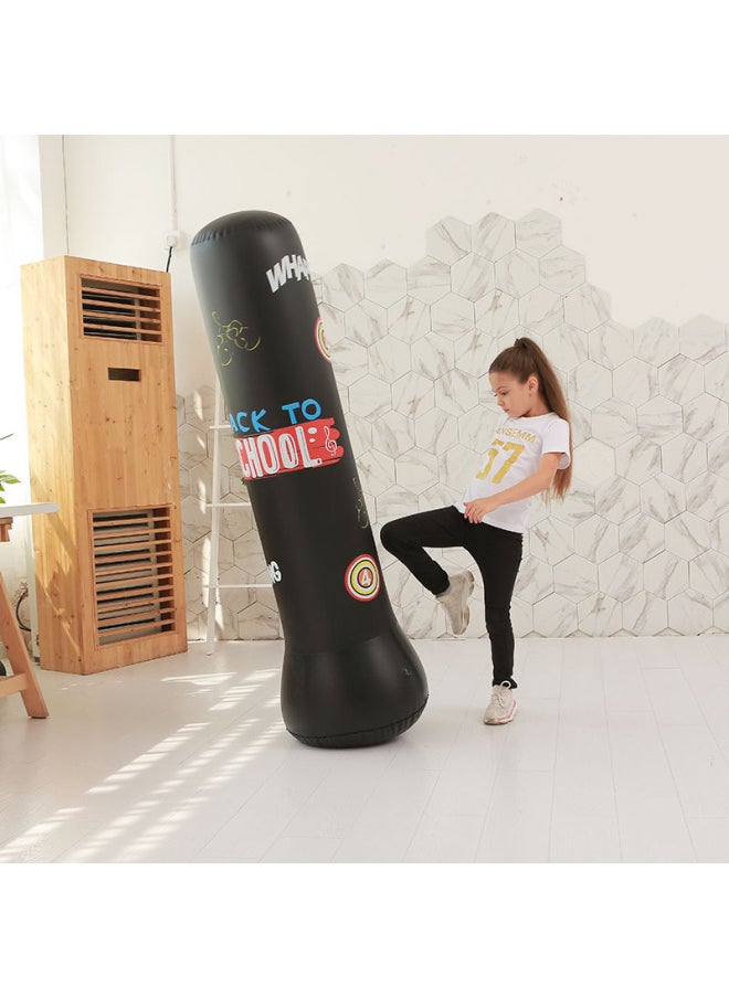 Sales Inflatable Children Tumbler Adult Fitness Boxing Column Thickened Pvc Children Decompression Toys Gifts-Color:Black 1.5 M  - Image 1