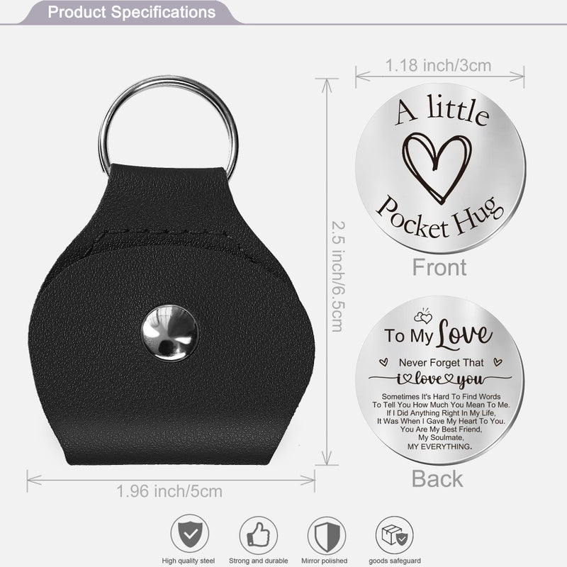 CINDYHE Pocket Hug Token keychain Gifts for Men Women Him Her Dad Mom Son Daughter Brothers Sisters Teacher Boy Girl Friends (To My Love) - Image 2