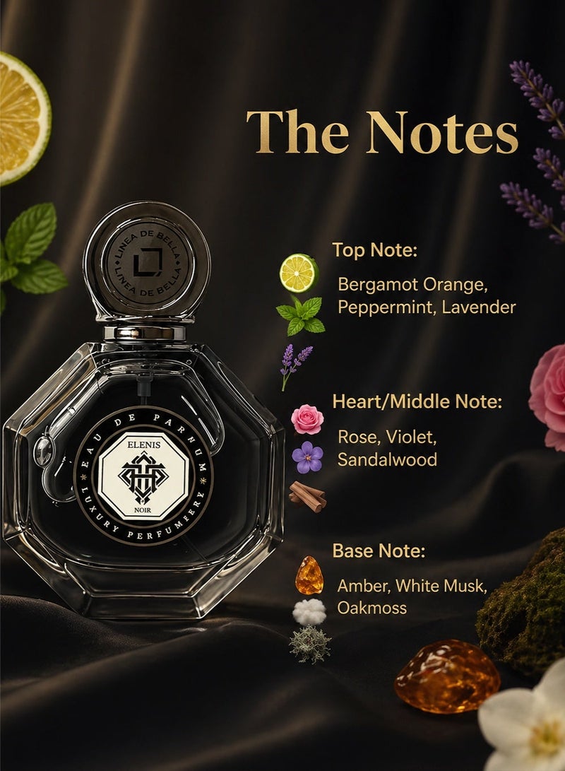لينيا دي بيلا عطر أو دو بارفان فاخر للرجال 100 مل – رائحة داكنة نوار خشبية وعطرية | عطر رجالي أنيق طويل الثبات للمساء والمناسبات الخاصة | لينيا دي بيلا إلينيس نوار - Image 2