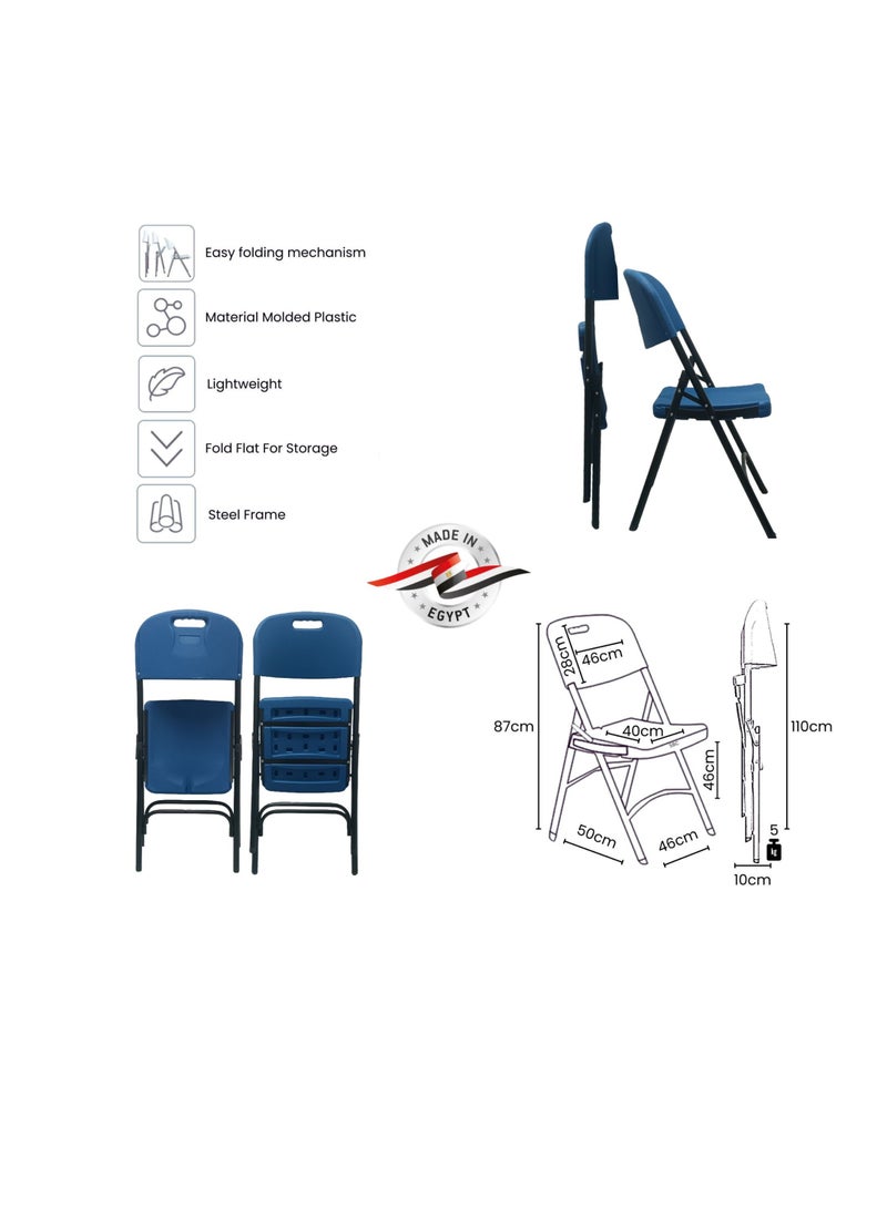 صن بوت كوميرس طقم أثاث قابل للطي مكون من خمس قطع طاولة محمولة مقاس 120 سم مع أربعة كراسي زرقاء - Image 3