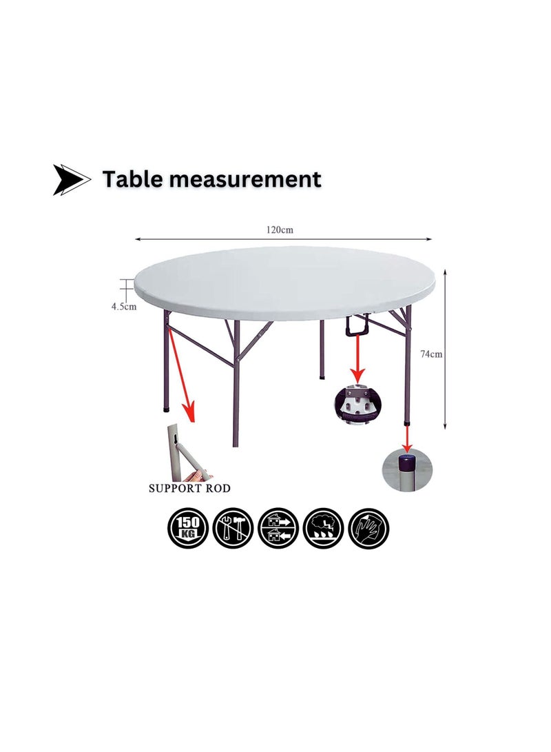 صن بوت كوميرس طقم أثاث قابل للطي مكون من خمس قطع طاولة محمولة مقاس 120 سم مع أربعة كراسي زرقاء - Image 4
