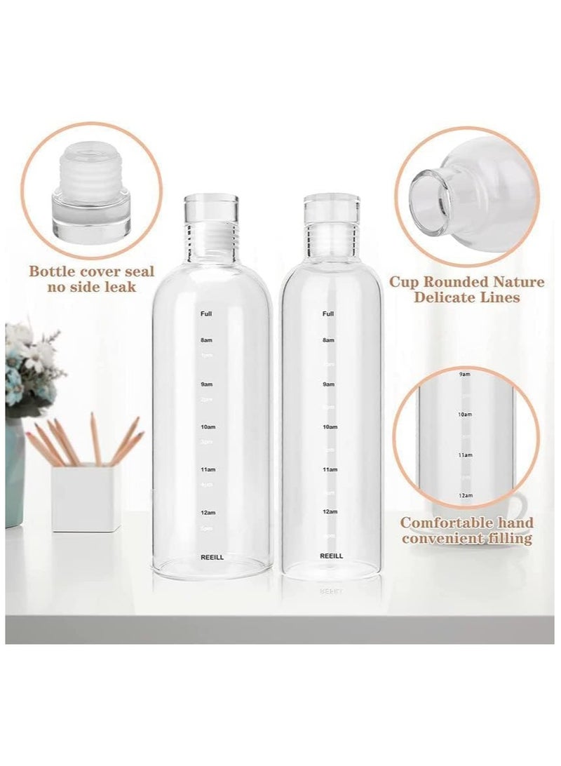 Home zone 750ml Water Bottles with Time Marker Reusable Clear Glass Drinking Bottles Suitable For Office Gym Outdoors - Image 4