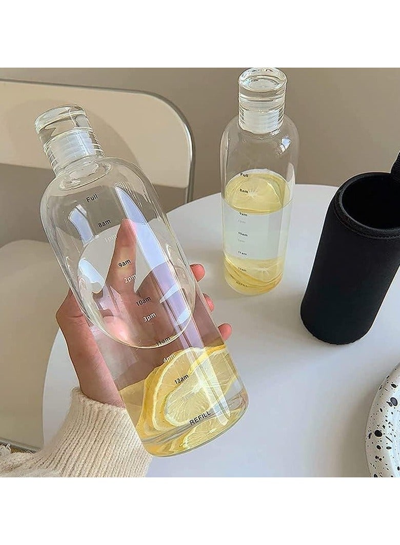 Home zone 750ml Water Bottles with Time Marker Reusable Clear Glass Drinking Bottles Suitable For Office Gym Outdoors - Image 3
